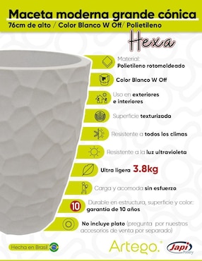 Maceta Artego Hexa de plástico