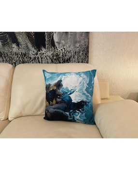 Cojín decorativo Nataly Rodriguez sublimado Aguamarina azul