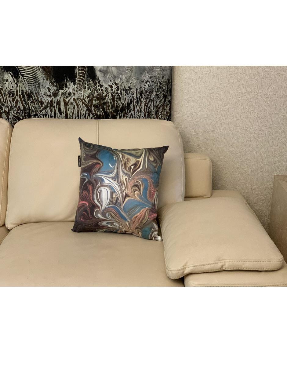 Cojín decorativo sublimado Alicia azul con rosa 3