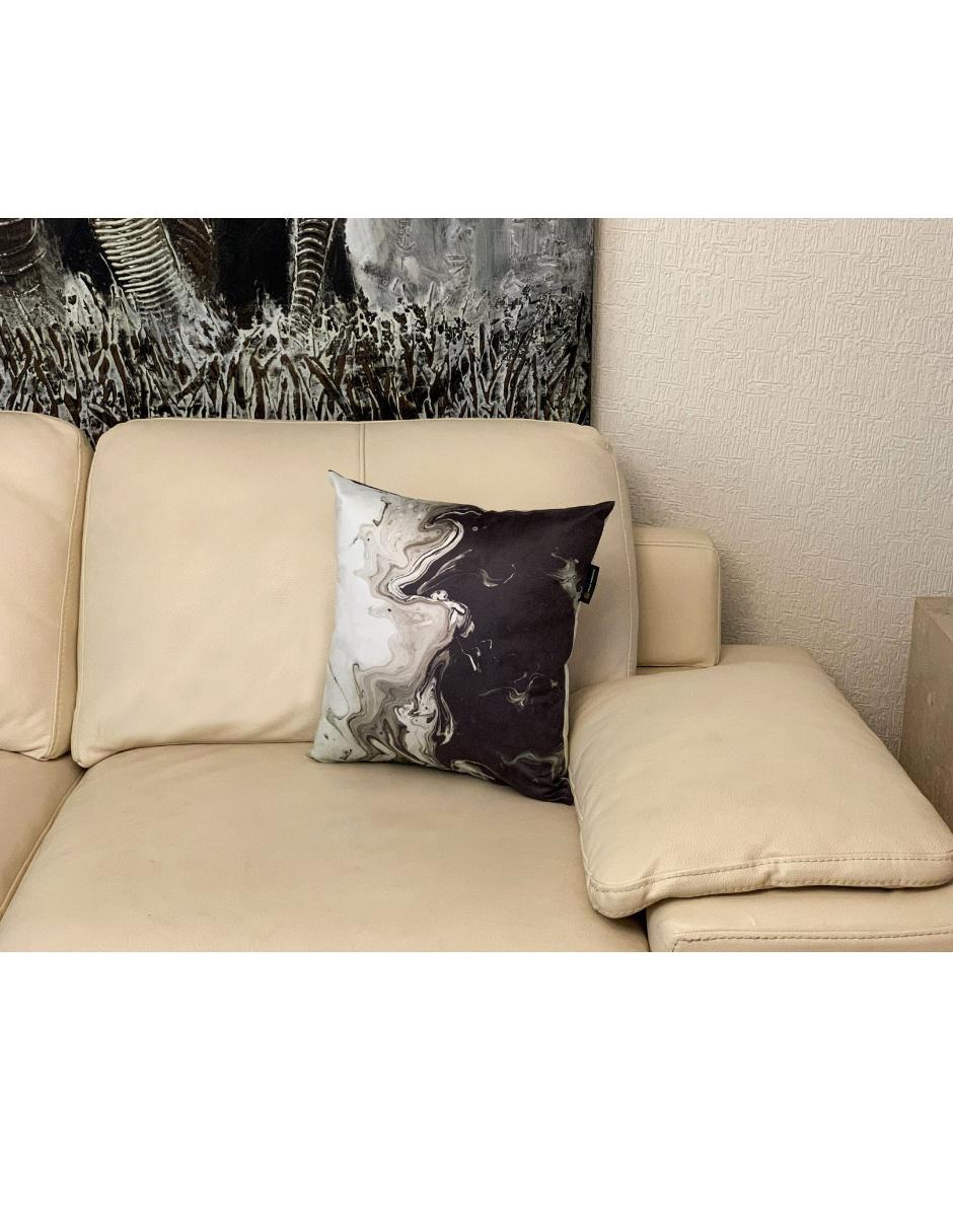 Cojín decorativo sublimado Gemini blanco con negro 3