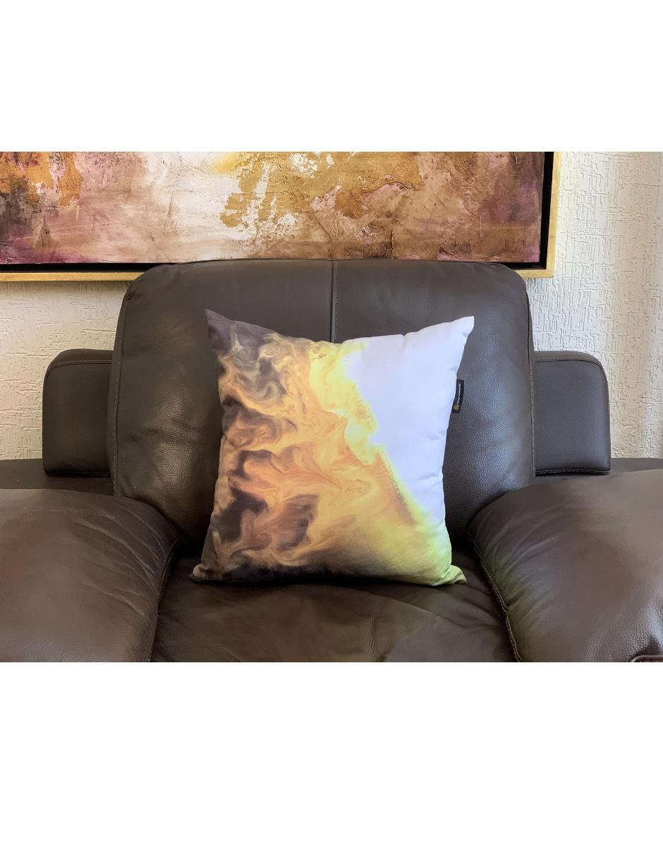 Cojín decorativo sublimado Vany blanco con naranja 3