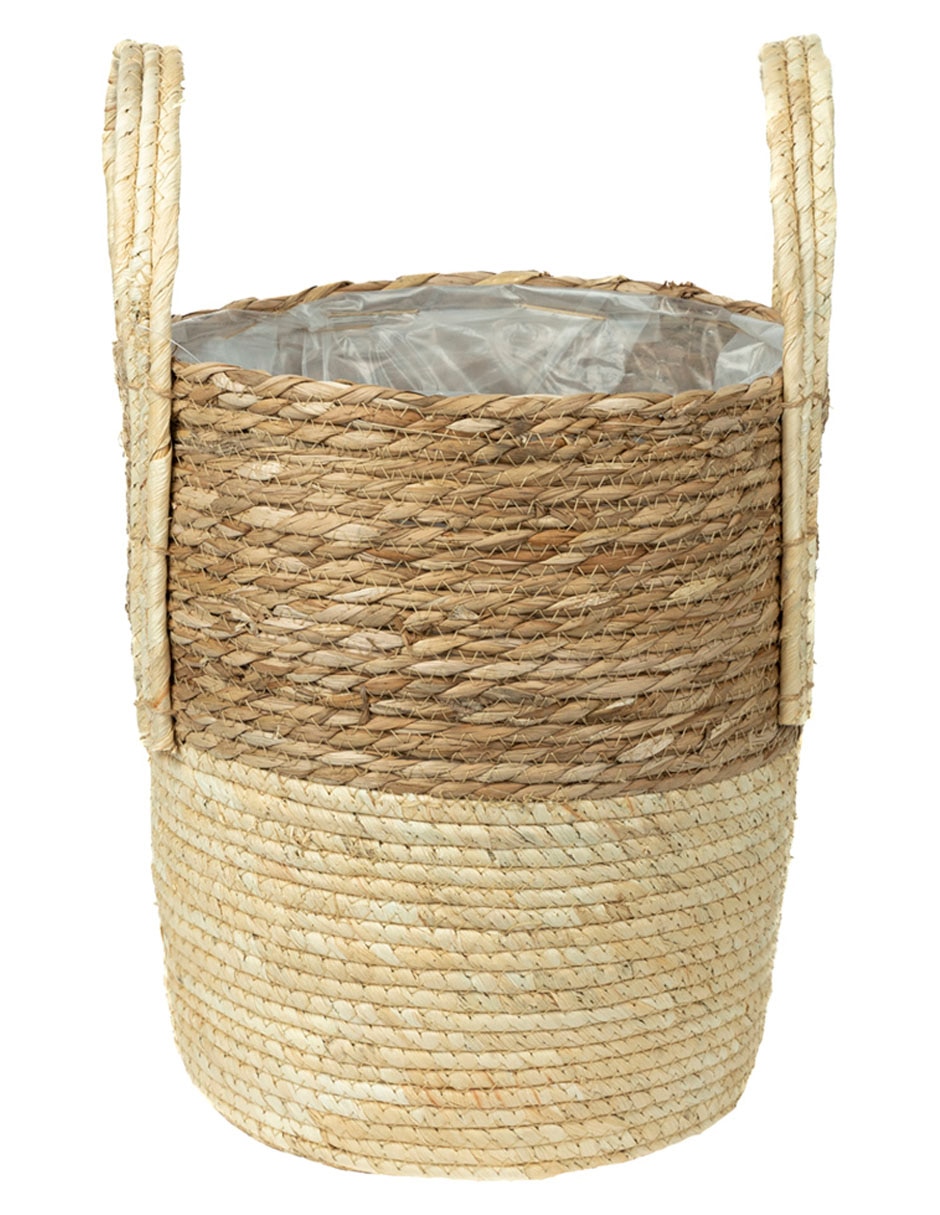 Cesto decorativo de fibras naturales 1