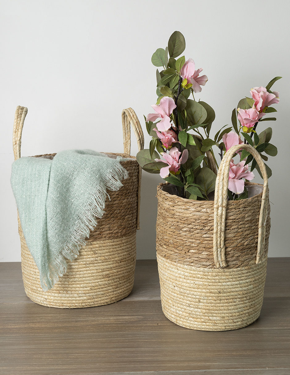 Cesto decorativo de fibras naturales 8