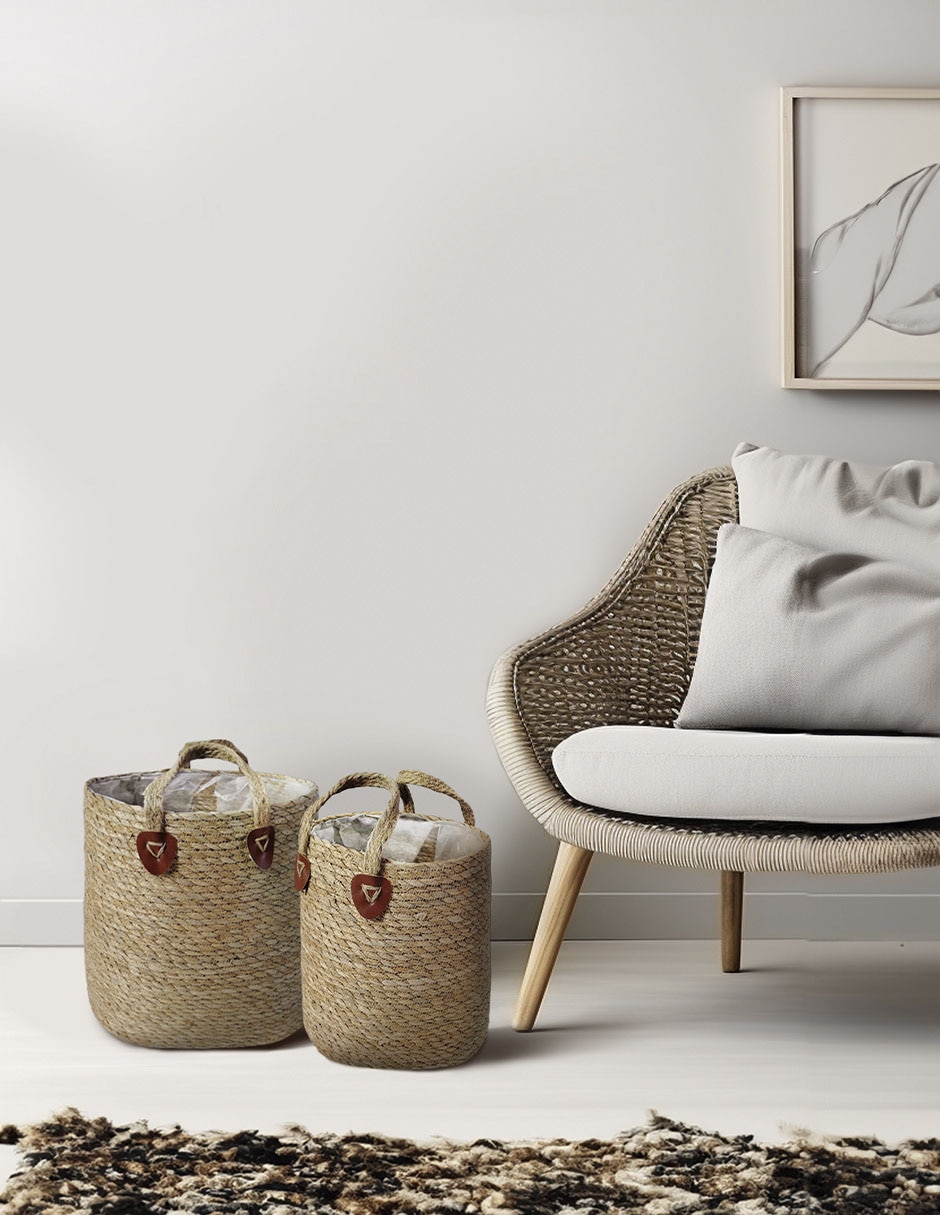 Cesto decorativo de fibras naturales 4