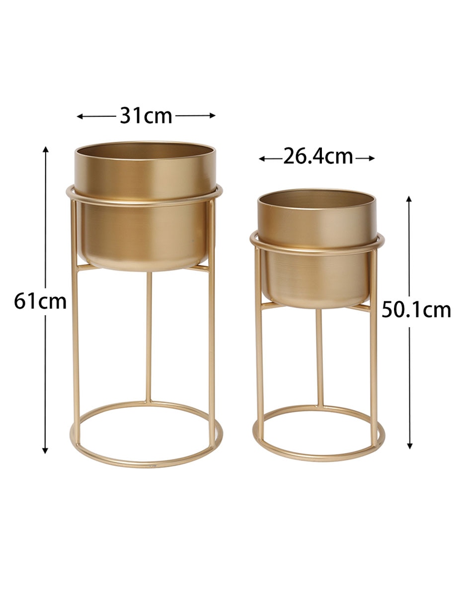 Maceta con base de metal con sistema automático de riego 5