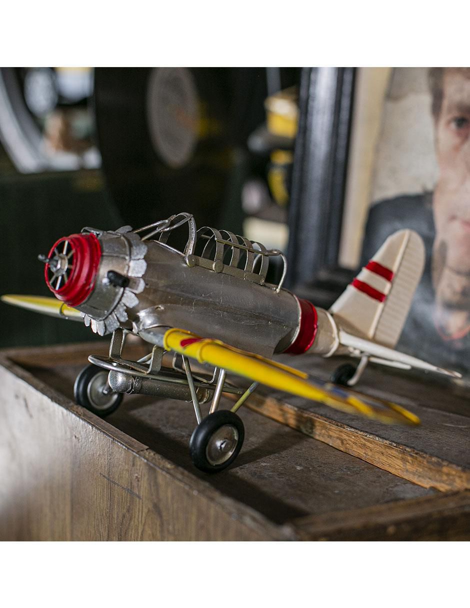 Figura de avión Vintage de metal 4