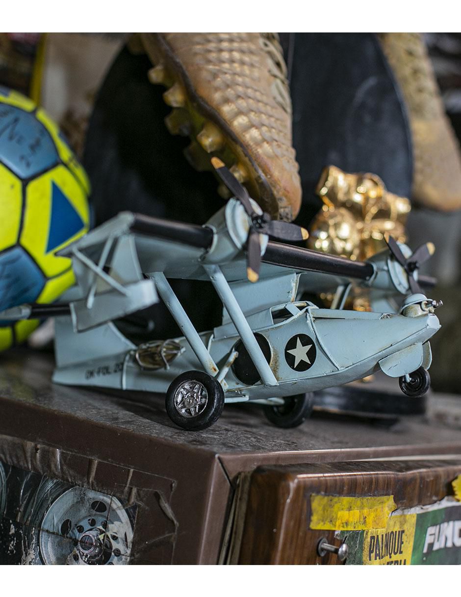 Figura de avión Vintage de metal 3