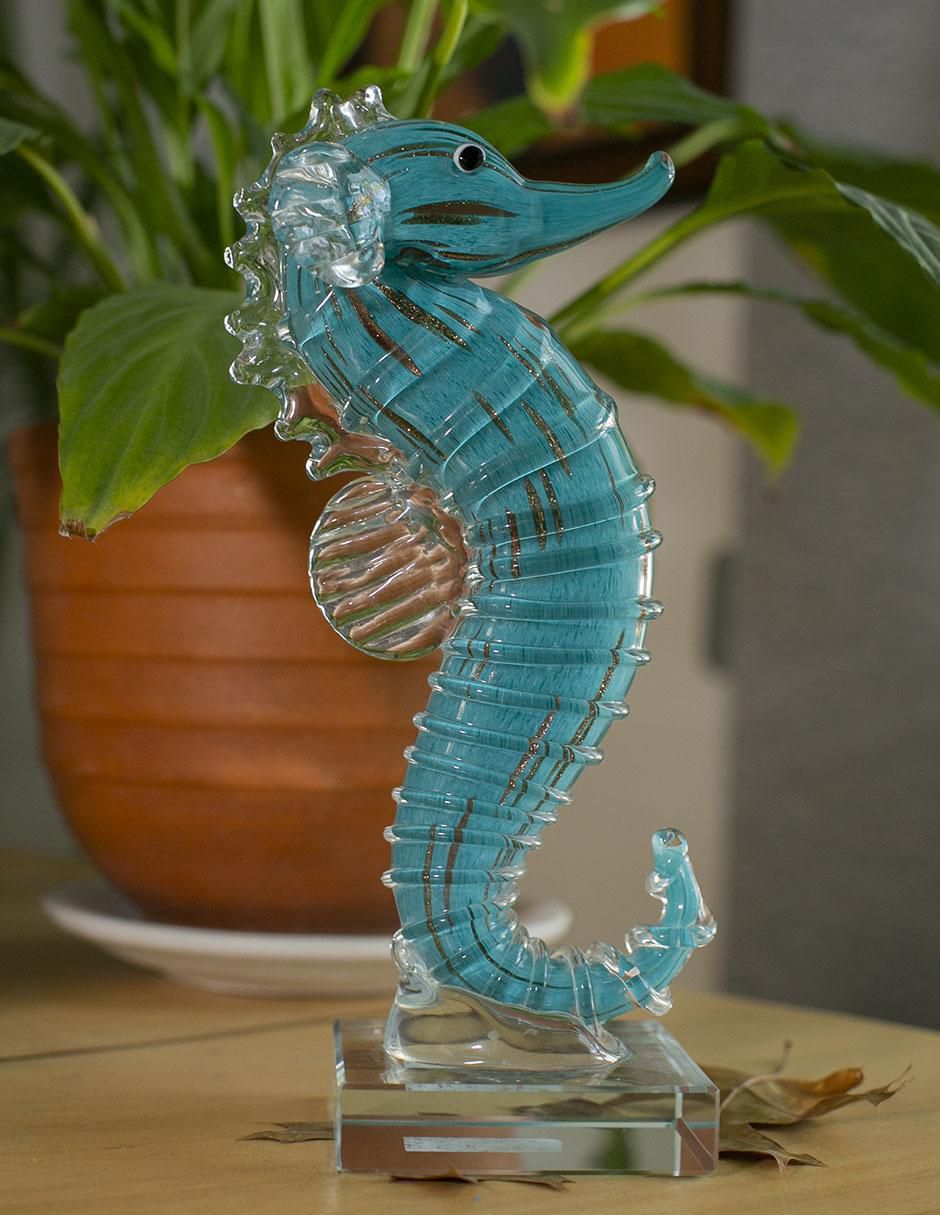 Figura de caballito mar de vidrio 4