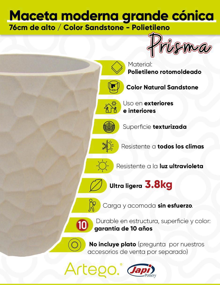 Maceta Prisma Japi de plástico con sistema automático de riego 2