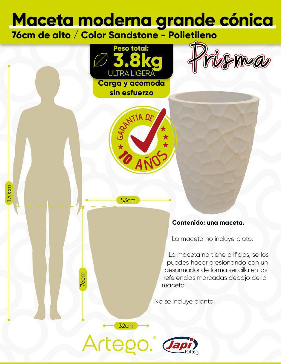 Maceta Prisma Japi de plástico con sistema automático de riego 7