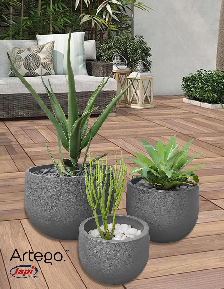 Set maceta Rustic Japi de plástico con sistema automático de riego 7
