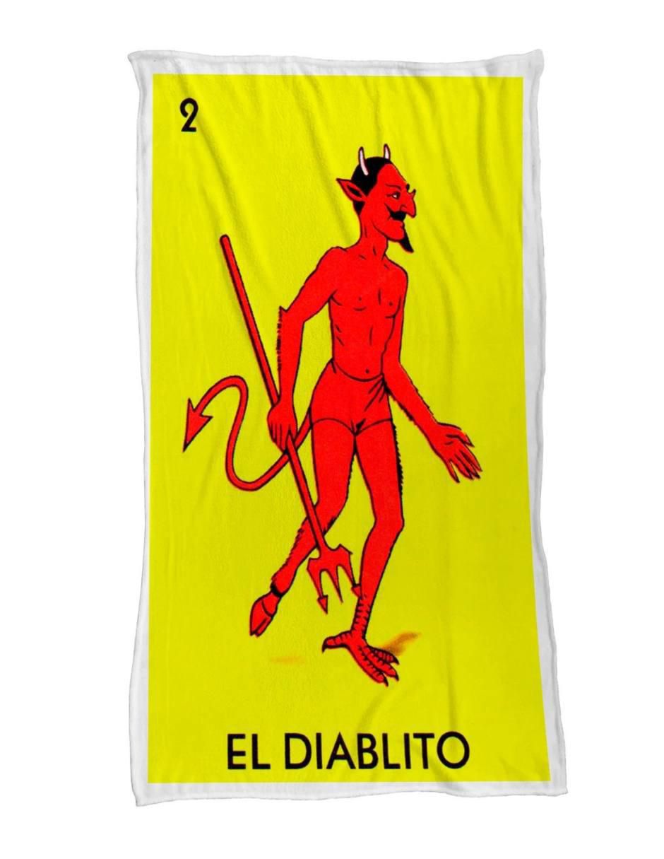 Frazada de tejido plano Lotería El Diablito unisex
