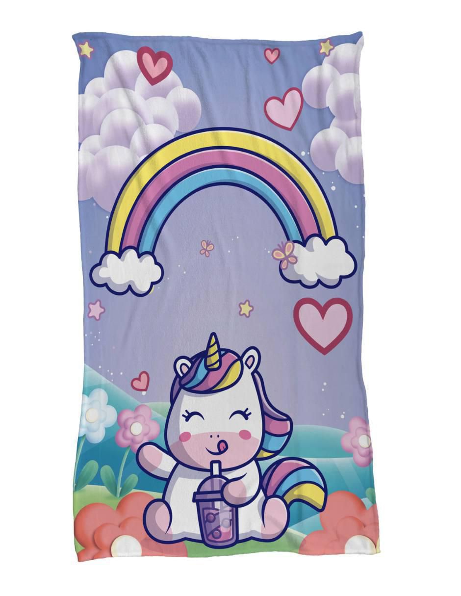 Frazada de tejido plano Unicornio Kawaii unisex