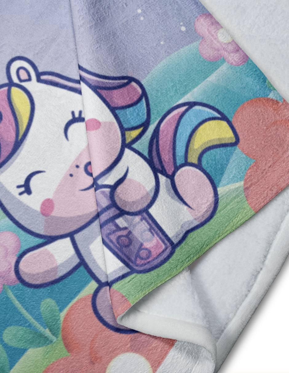 Frazada de tejido plano Unicornio Kawaii unisex 3