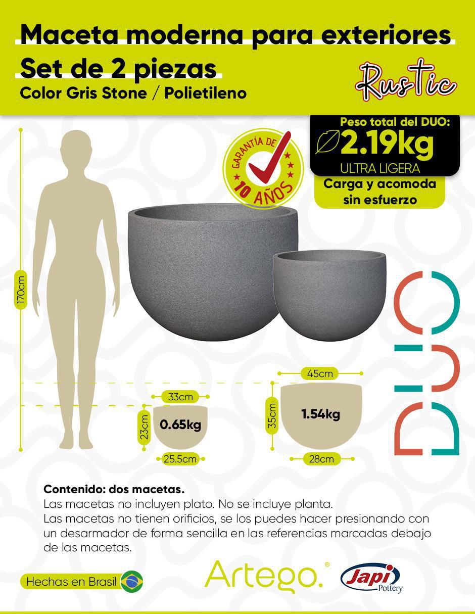 Set maceta Rustic Duo de plástico 7