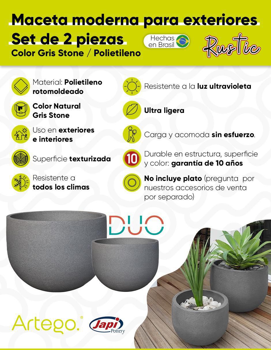 Set maceta Rustic Duo de plástico 3