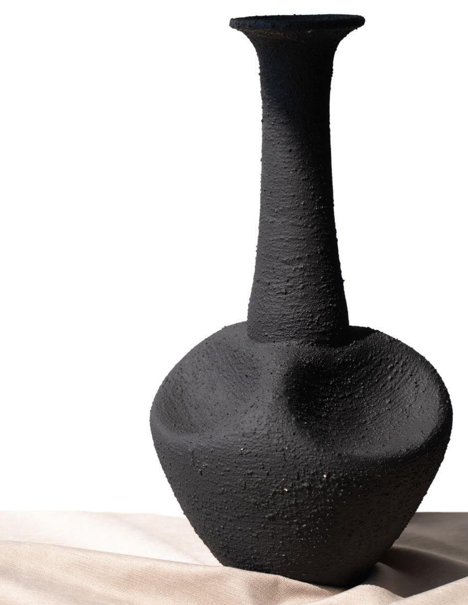 Jarrón Vida Textura Black de terracota 2