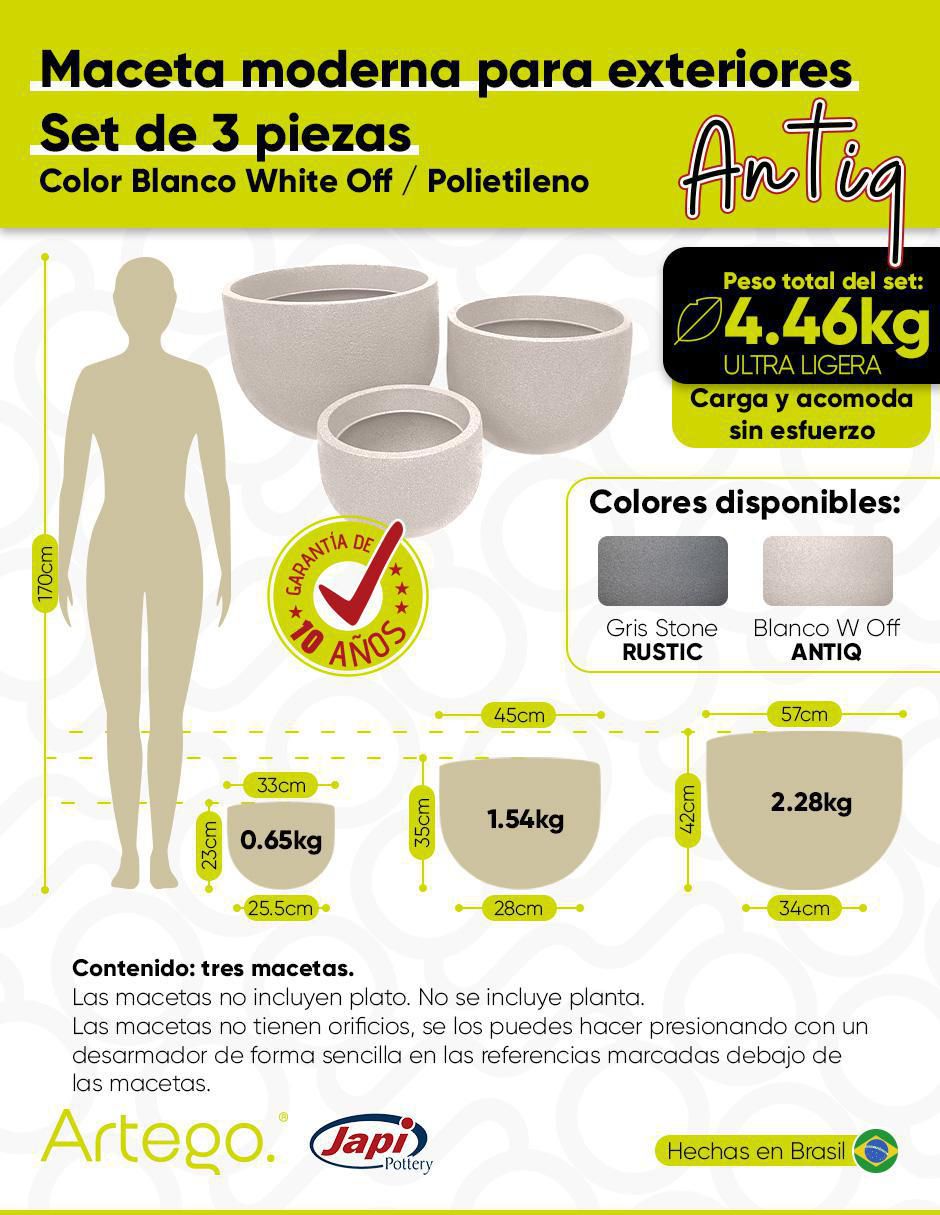 Set maceta Antiq Japi de plástico 9