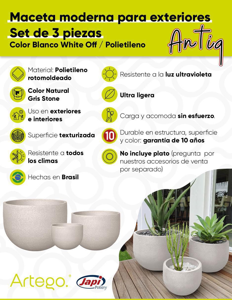 Set maceta Antiq Japi de plástico 3