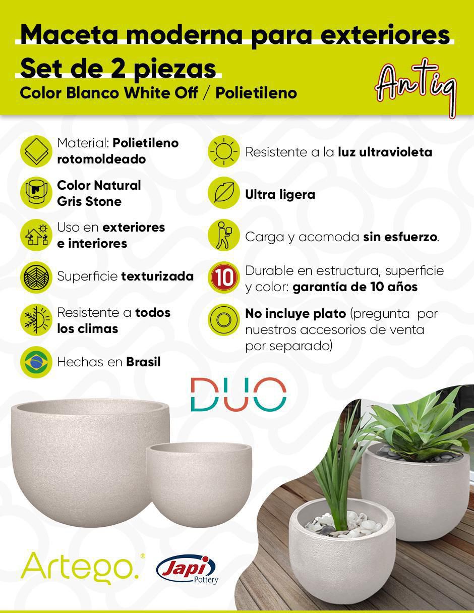 Set maceta Antiq Duo Japi de plástico 3