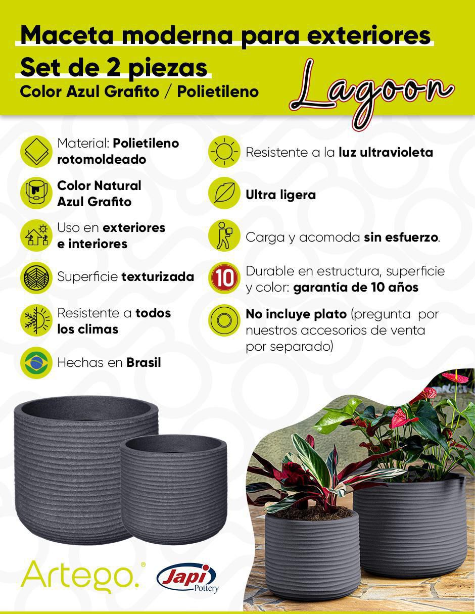 Set maceta Lagoon Japi de plástico 2