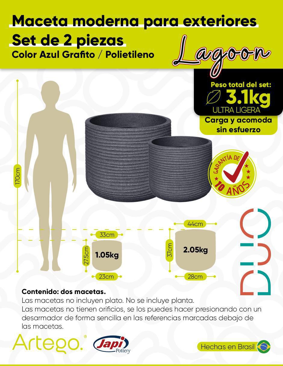 Set maceta Lagoon Japi de plástico 6