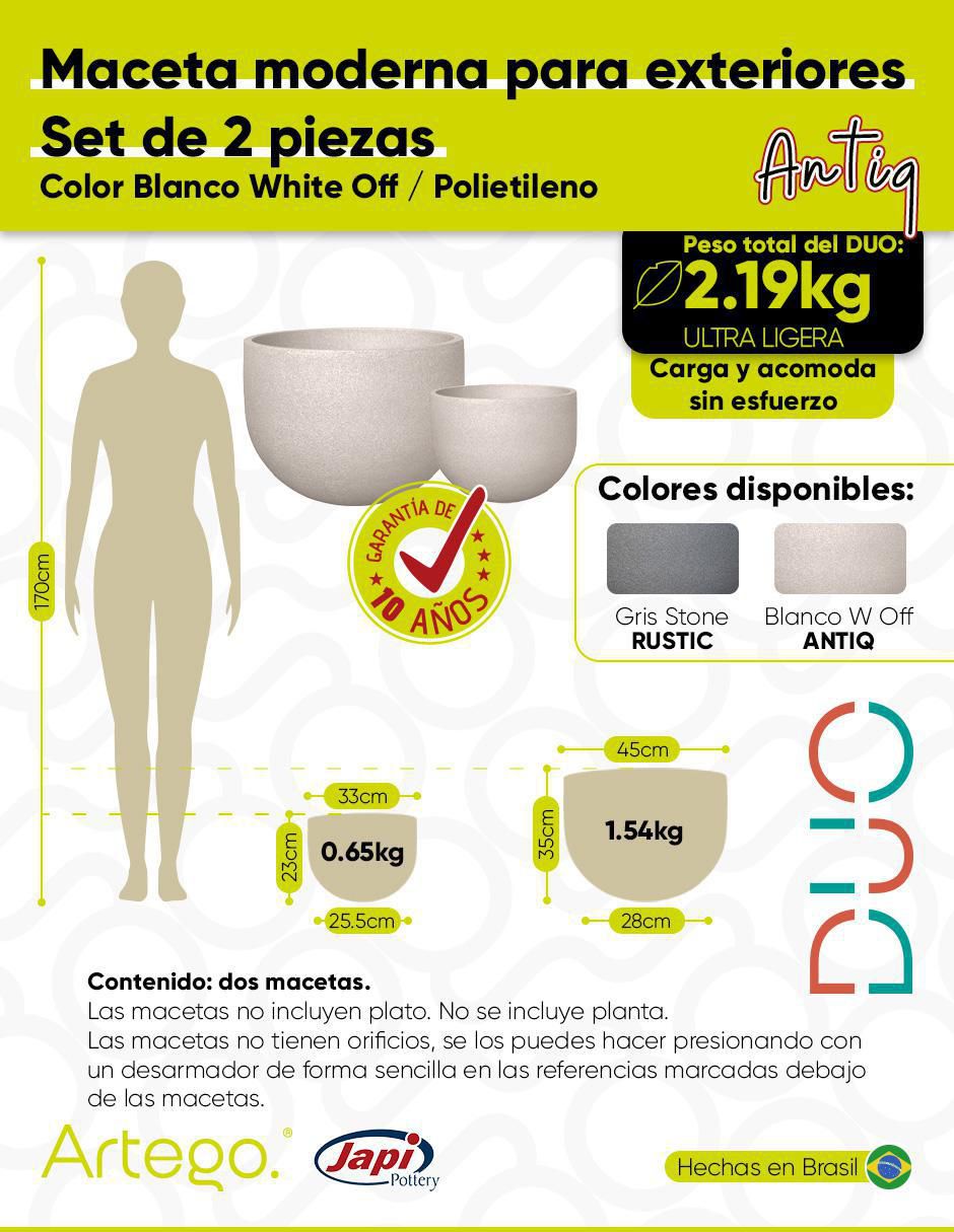 Set maceta Duo Japi de plástico 9
