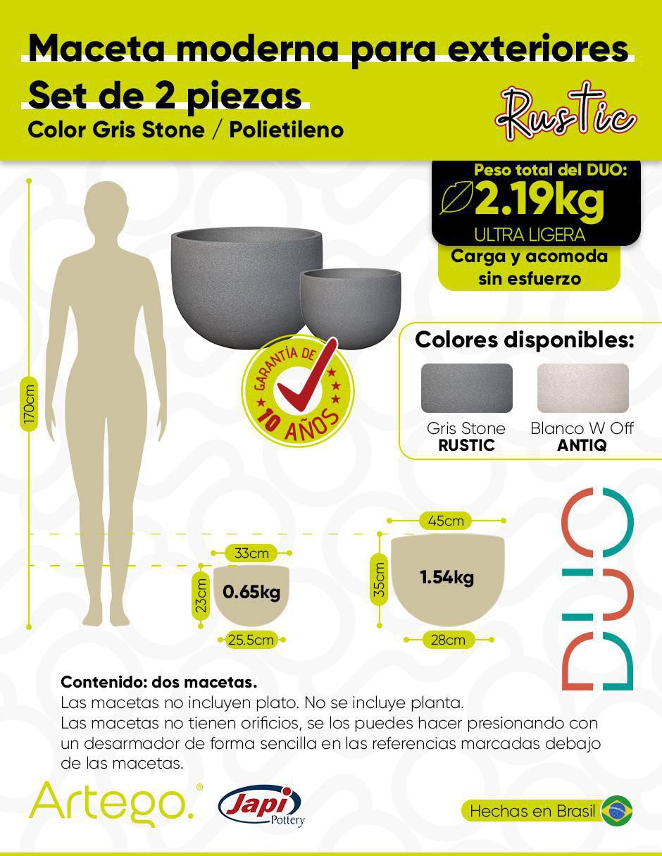 Set maceta artego duo japi "de" plástico "con" no