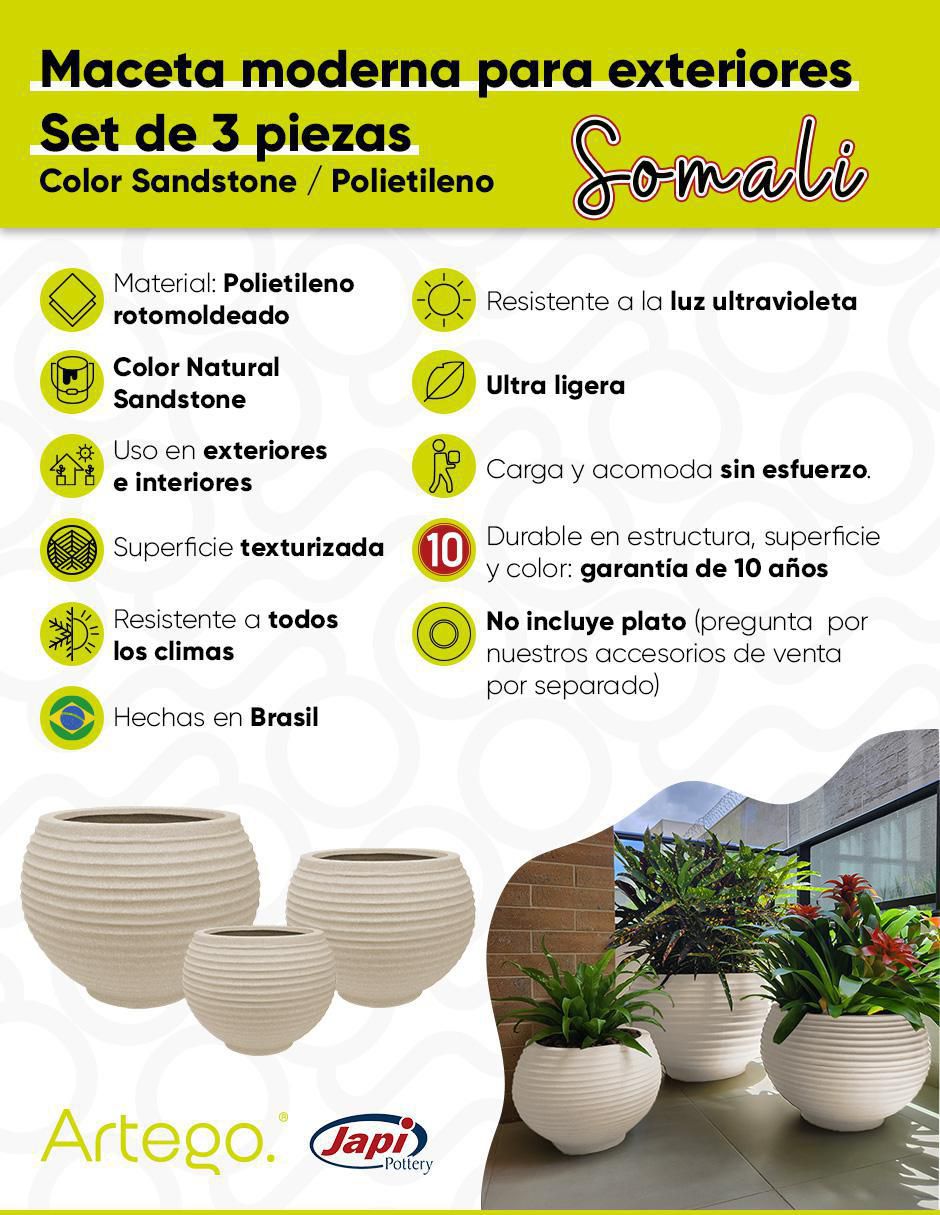 Set maceta Somali Japi de plástico 3