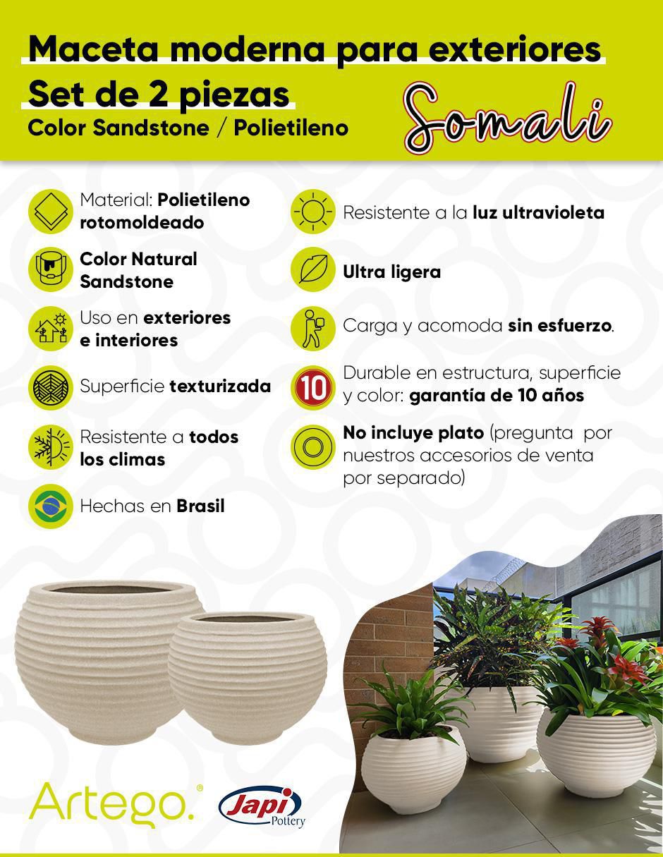 Set maceta Duo Somali Japi de plástico 3