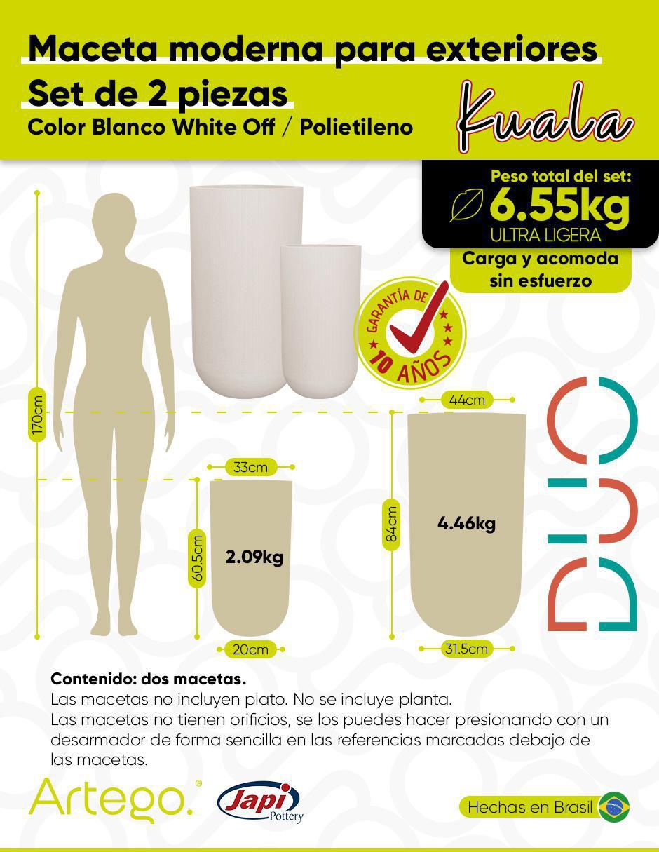 Set maceta DUO KUALA Japi de plástico 6
