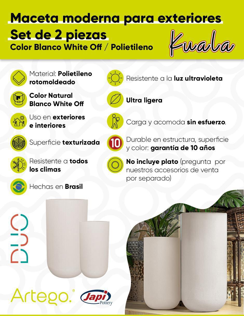 Set maceta DUO KUALA Japi de plástico 3