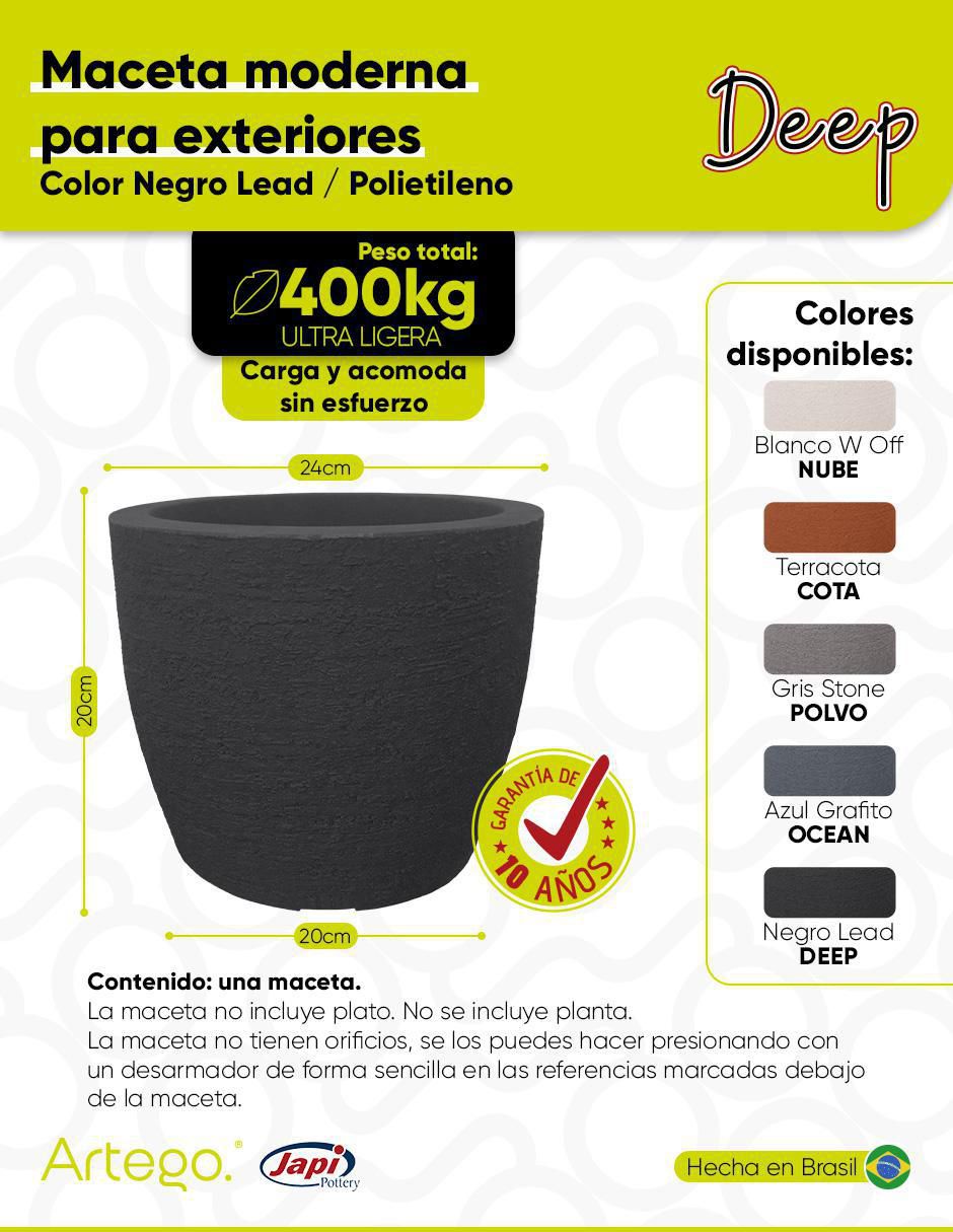 Maceta Artego European Japi de plástico