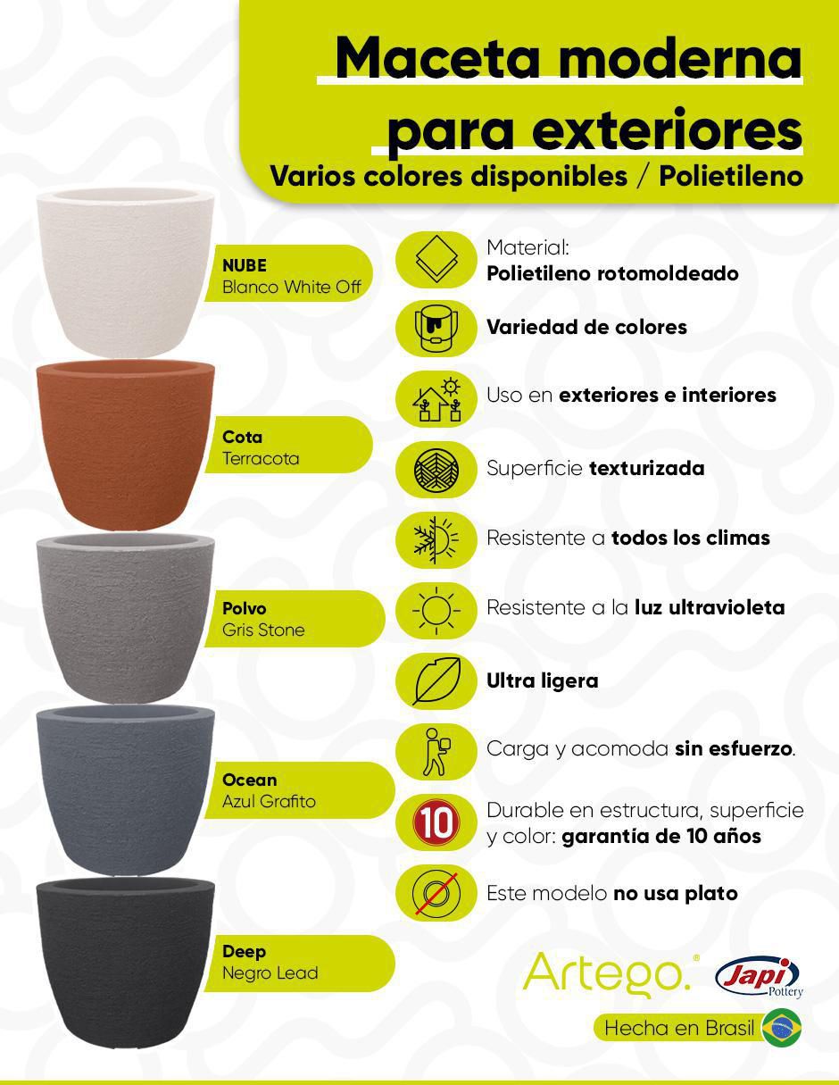 Maceta Artego European Japi de plástico