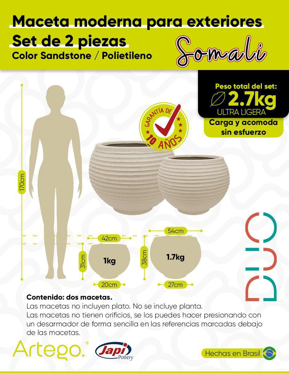 Set maceta Duo Somali Japi de plástico 7