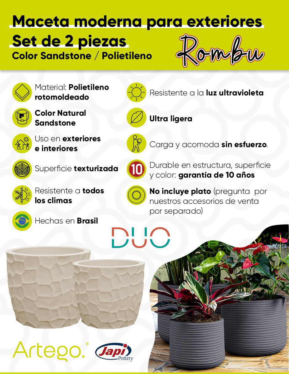 Set maceta Duo Rombu Japi de plástico 3