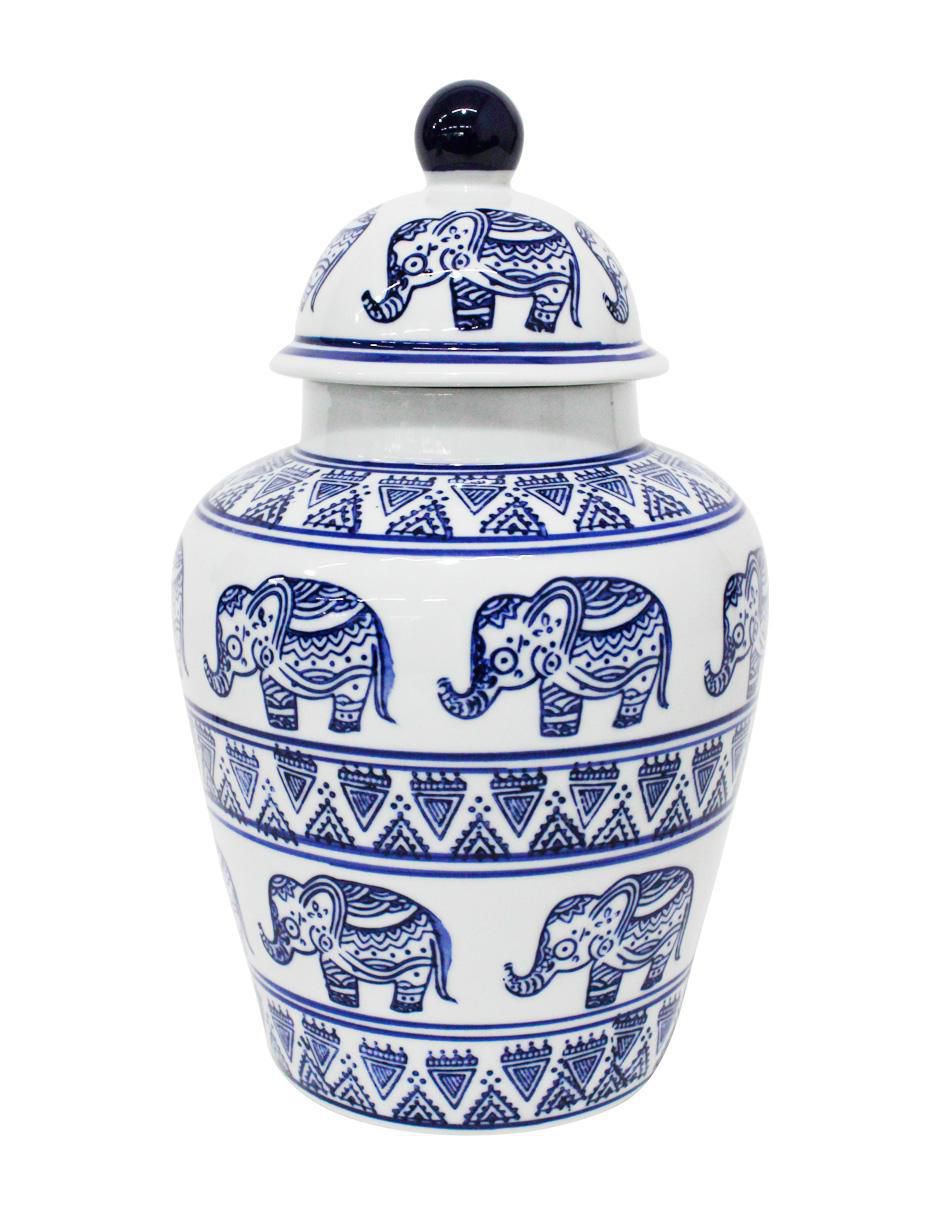 Jarrón Elefantes azules de porcelana 1
