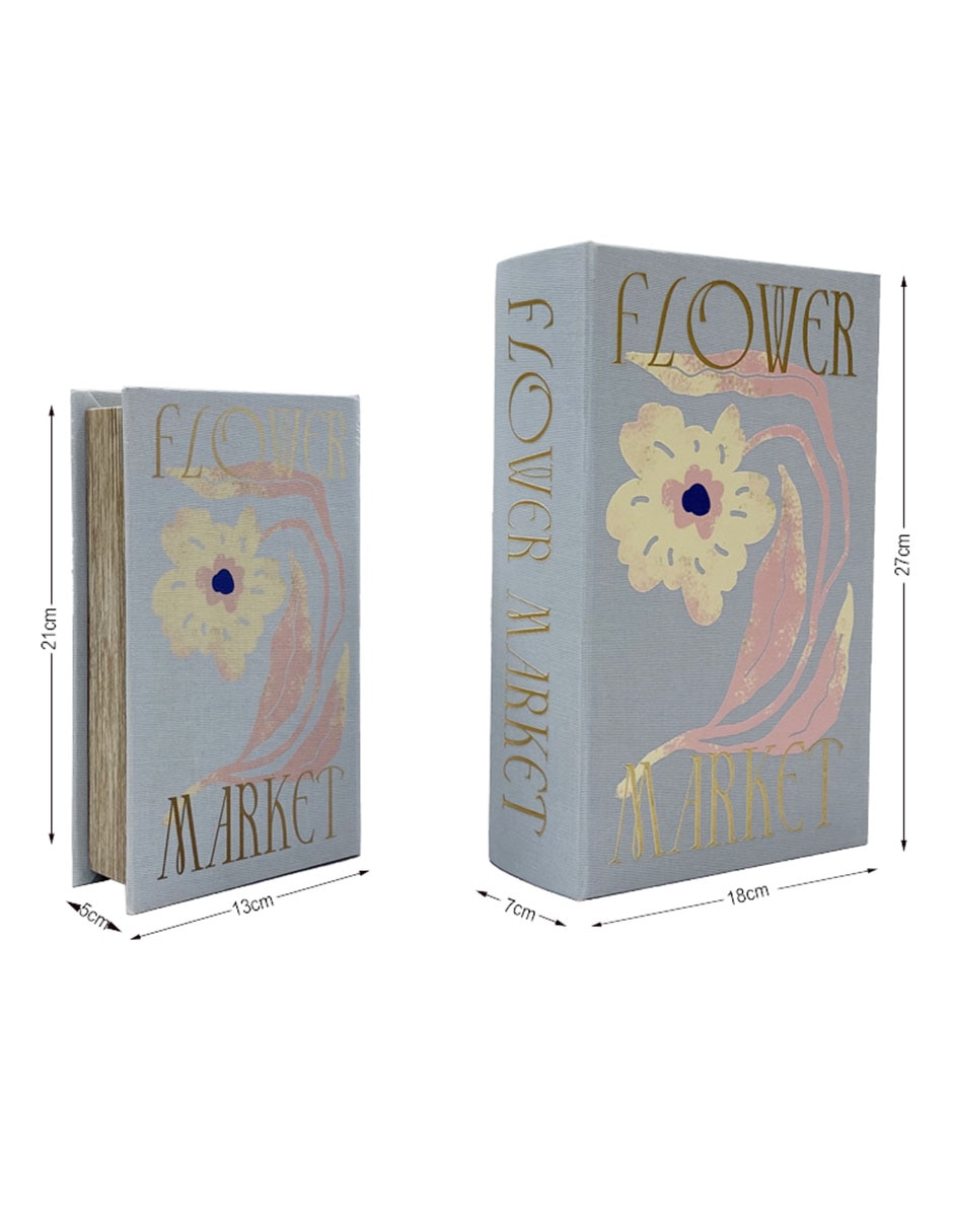 Caja decorativa con set Flower Market rectangular con 2 piezas 6