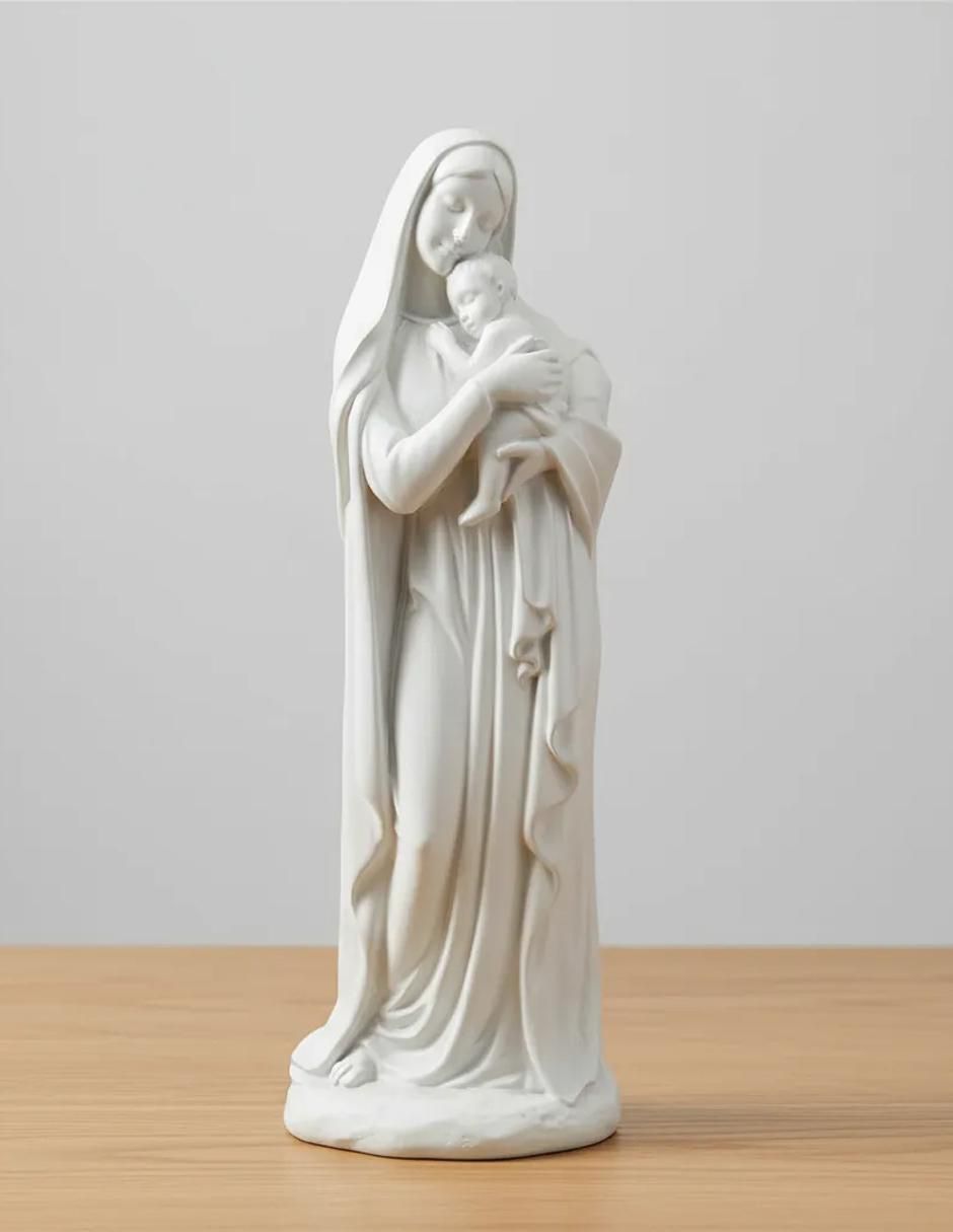Escultura religiosa de Virgen Maria y Jesus 3