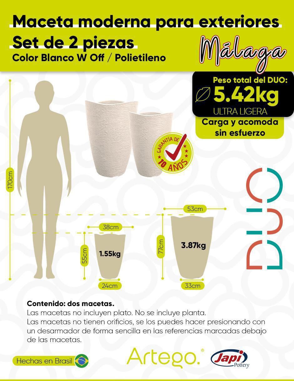 Set maceta Málaga Japi de polietileno 7
