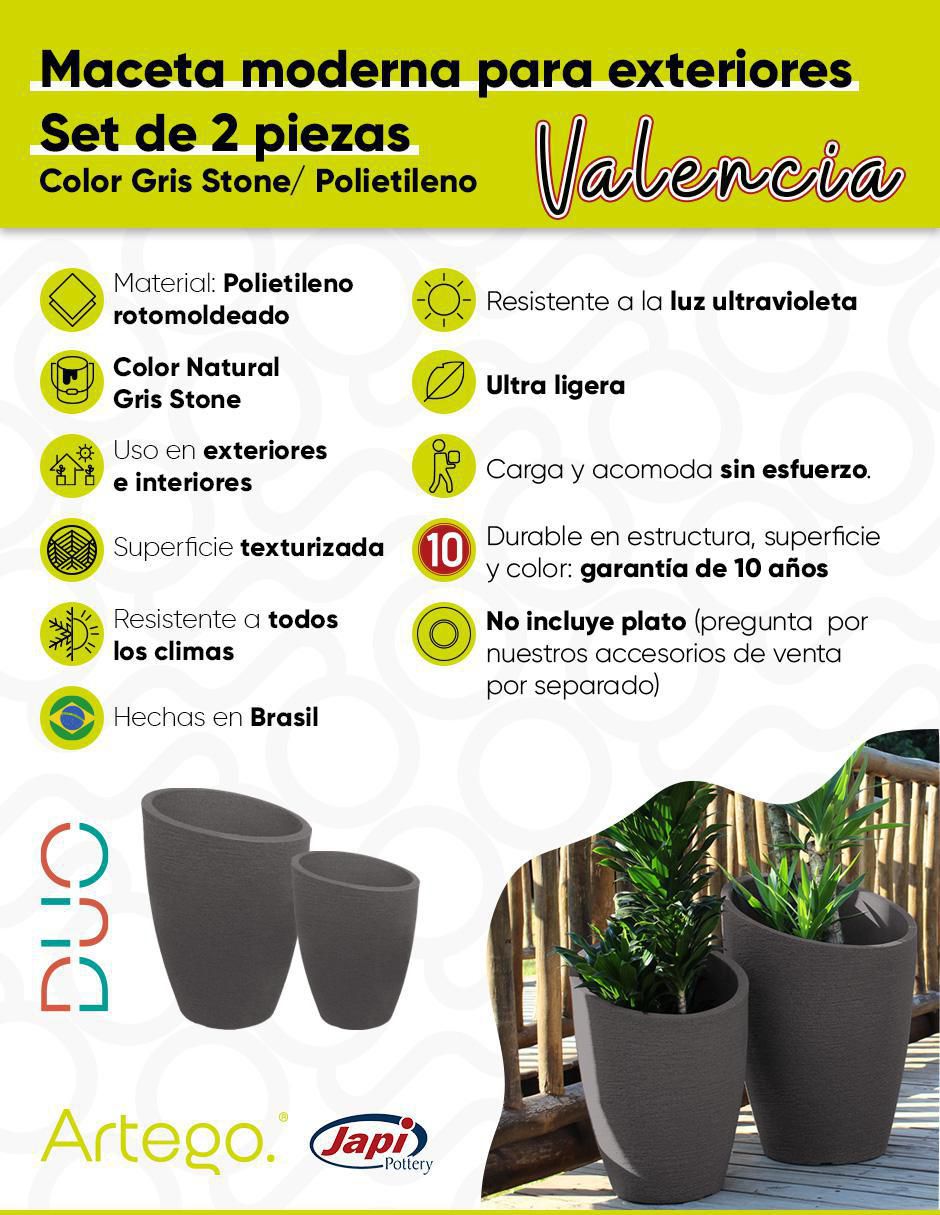 Set maceta Valencia de polietileno 3