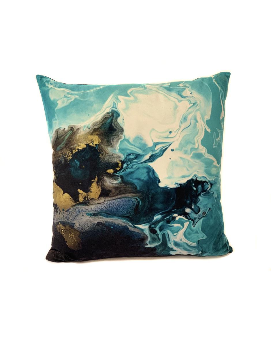 Cojín decorativo sublimado Aguamarina azul